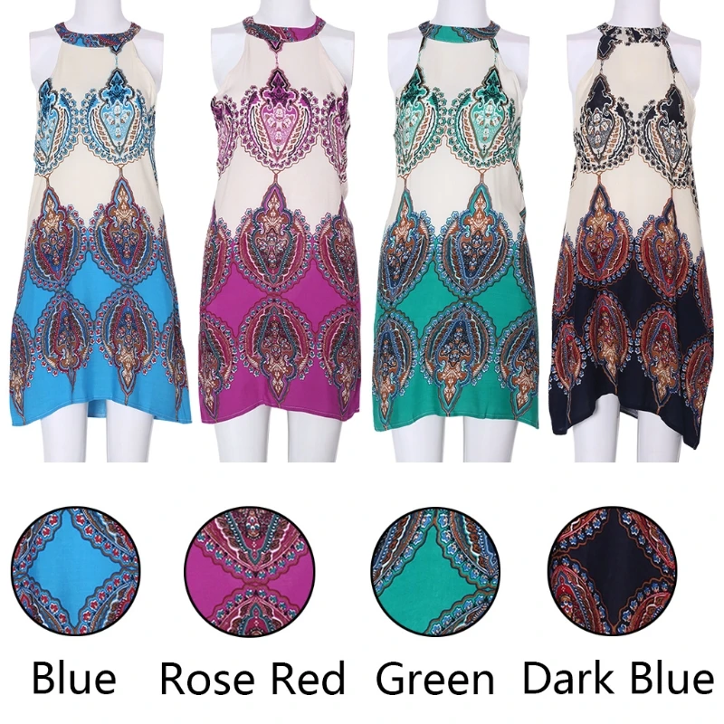 

Женское Вечернее Коктейльное Летнее Короткое мини-платье без рукавов в стиле бохо 10CD