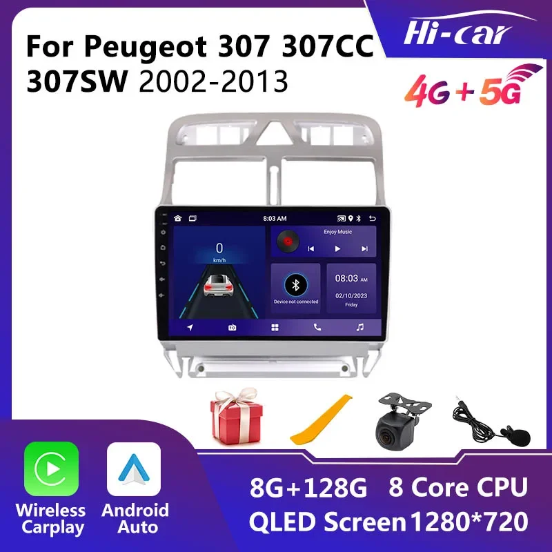 

Автомобильный радиоприемник HiCar Android для Peugeot 307 307CC 307SW 2002-2013 Carplay автомобильный мультимедийный плеер DSP WIFI 4G навигация Android авто