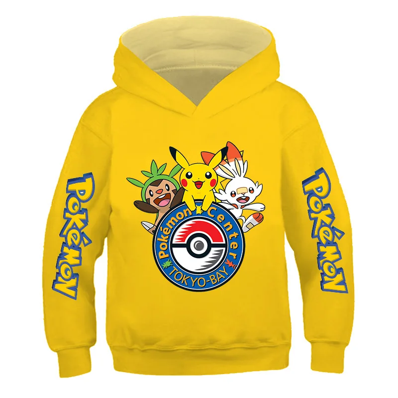 

Cute Pokemon Kids Baby Boy Hoodies Anime Pikachu Cartoon Boys Girls Sweatshirts Spring and AutumnThin Coats Children's Hooded