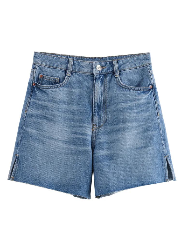 Шорты-бермуды KAOPU ZA женские джинсовые винтажные штаны с пятью карманами Боковым