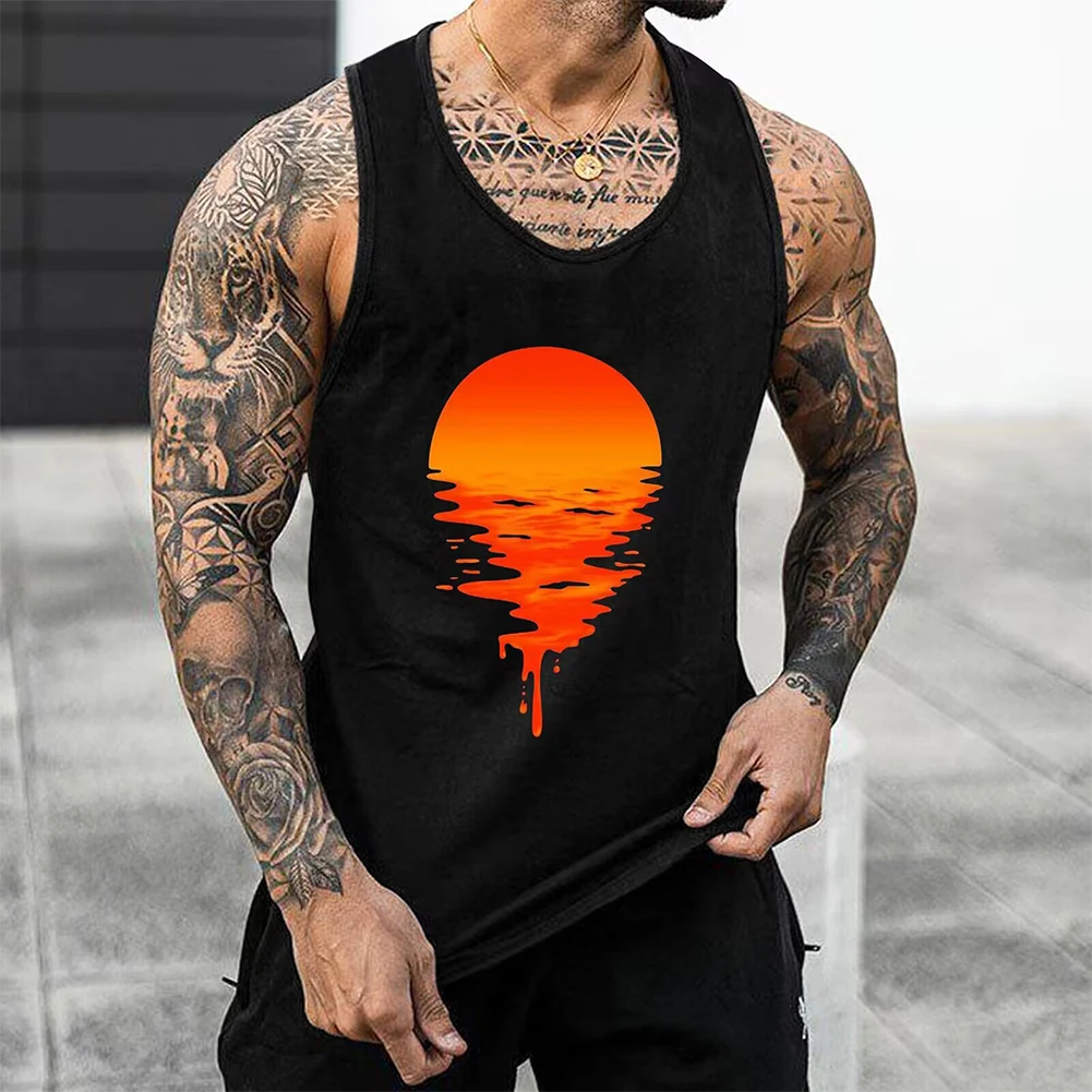 

Summer Sun Printing Tank Tops Man Sleeveless T-shirts Summer Undershirts Bodybuilding Vest Gym Fitness Undershirt Casual Singlet