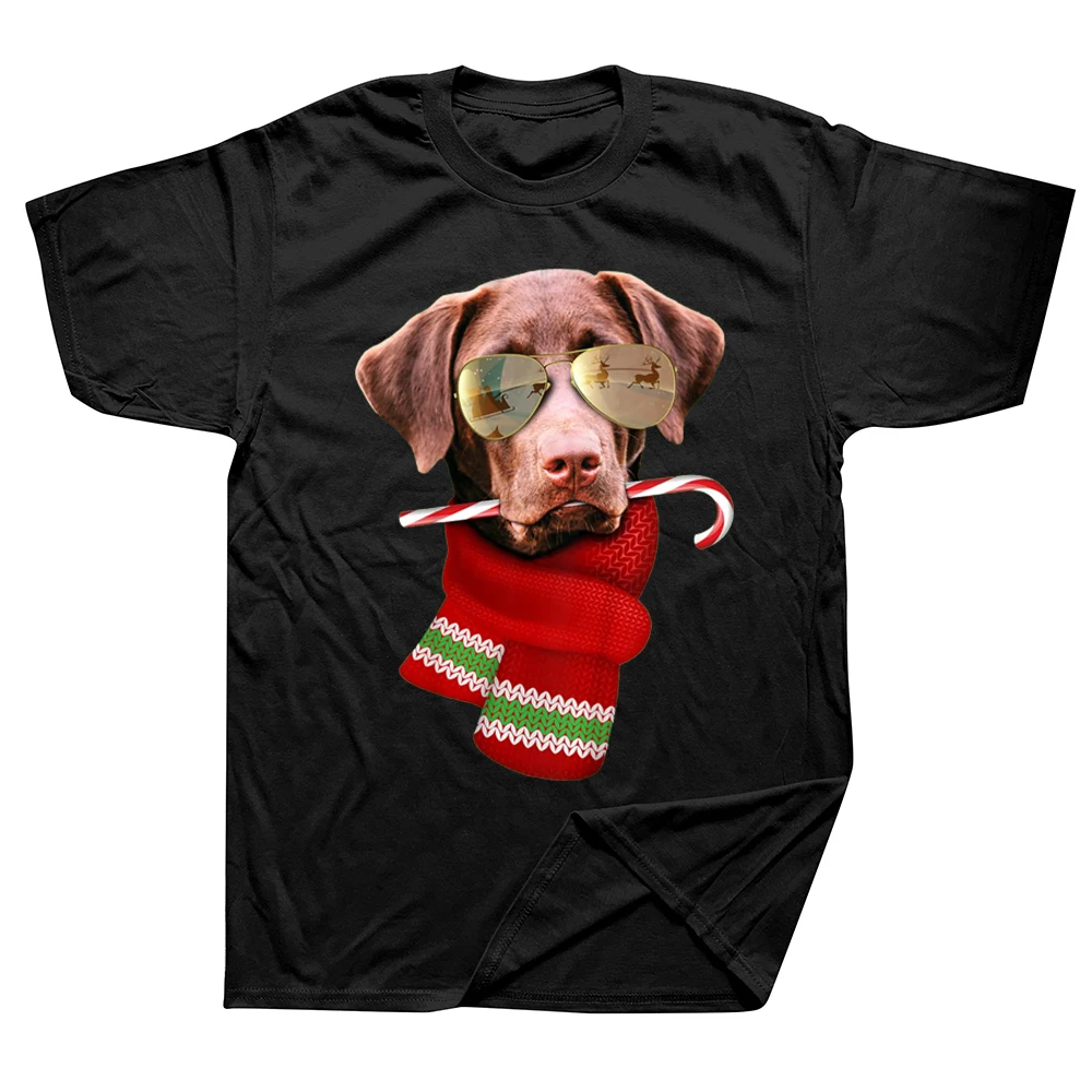 

Funny Chocolate Labrador Christmas Dog Lovers Sunglasses T Shirts Streetwear Birthday Gifts Summer Style T-shirt Mens Clothing