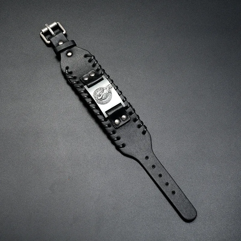 Амулет Орел широкий кожаный браслет мужской Панк Плетеный веревочный из сплава