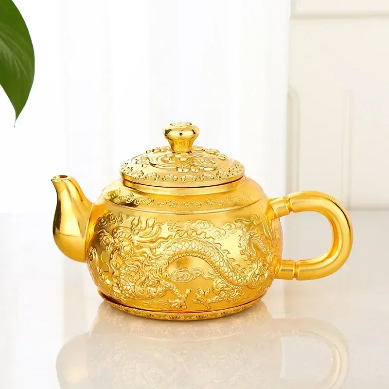 Retro Tea Wine Set European High-end Golden Small Full of Dragon and Phoenix Pot Cup