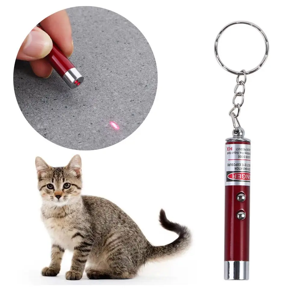 

Childrens Pet Accessories Cat Chasing Keychain Red Laser Keyring Laser Pen Cat Stick Toys White LED Torch Laser Pointer