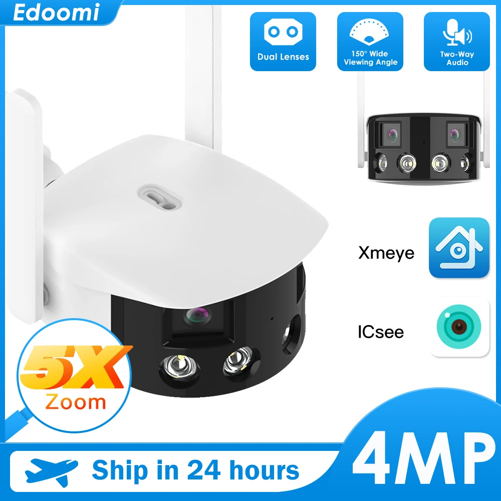 

IP-камера видеонаблюдения с двойным объективом, 2k, 4 МП, IP66