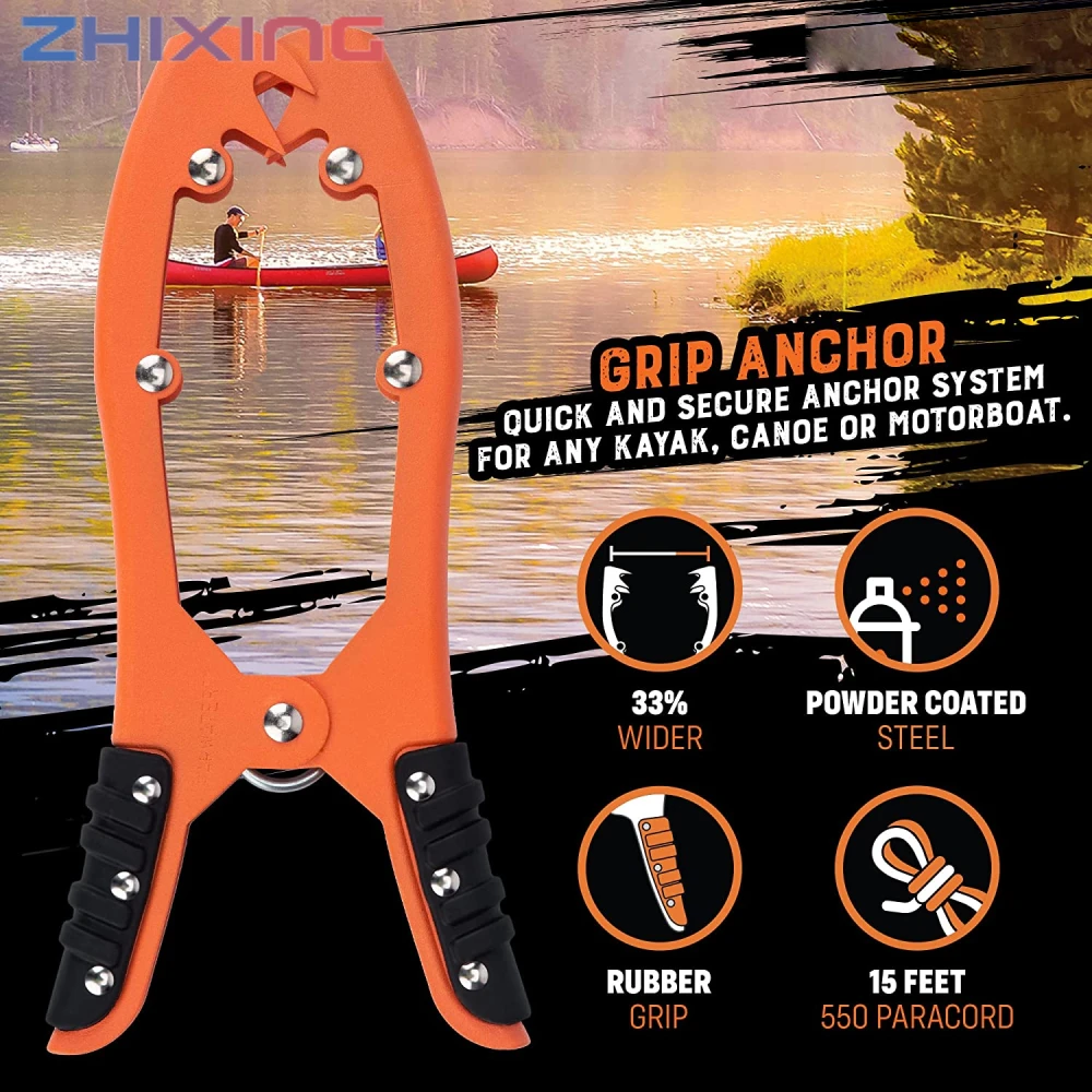 ZHIXING 1 Set Canoe Anchor Grip Boat Pontoon Kayak Fishing Accessories Tooth Clamp Umbrella Claw Boat Anchor Clamp Teeth Jig