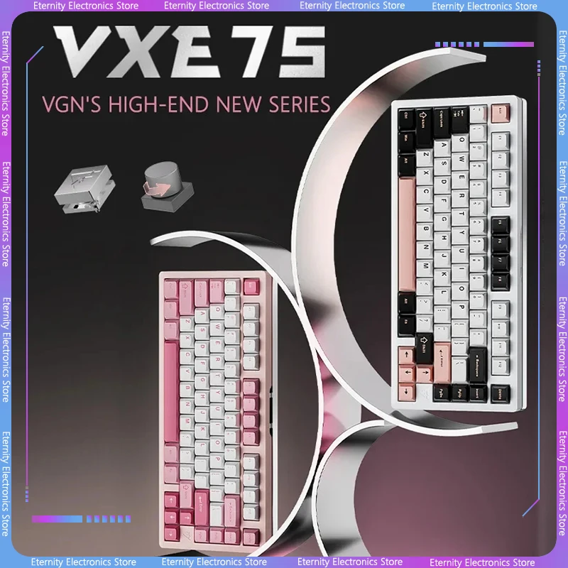 

Vgn Vxe75 Mechanical Keyboard Aluminium Alloy Three Mode Hot Swap Wireless Gaming Keyboard Gasket 6000mah Pc Gamer Accessories
