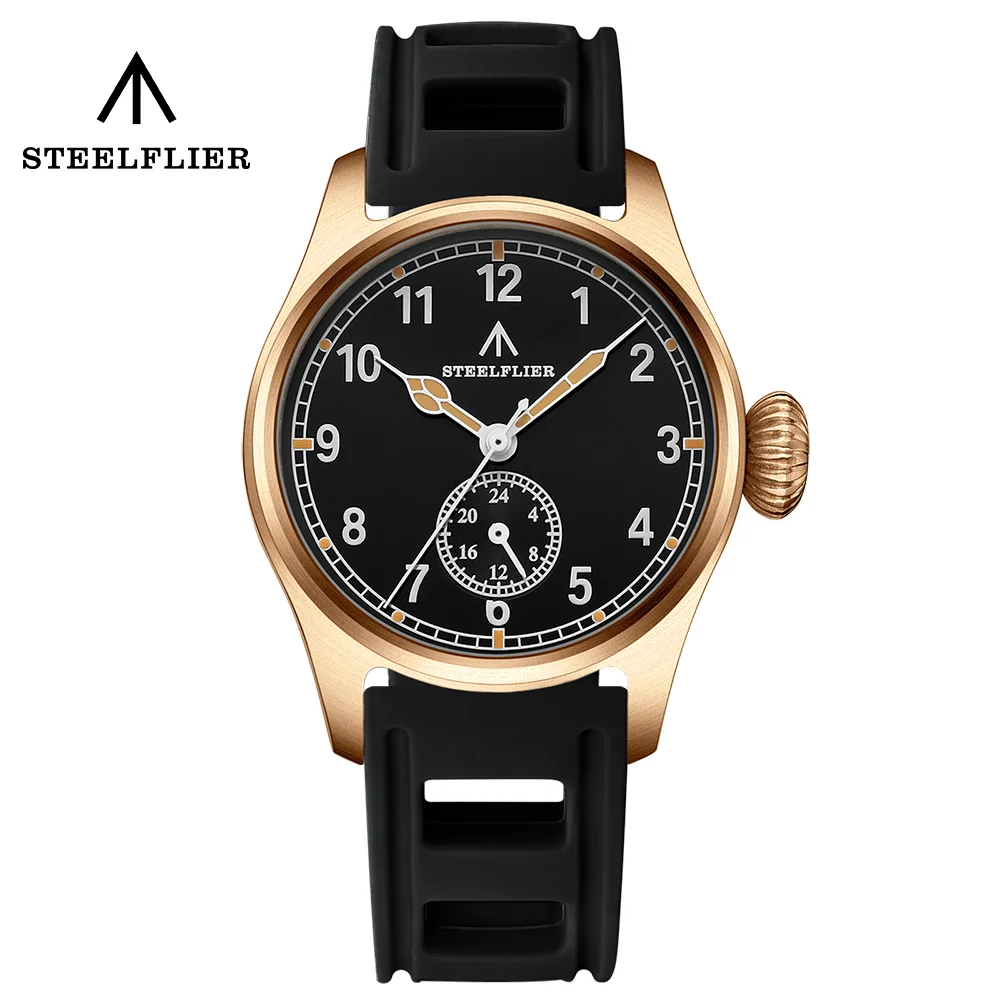

STEELFLIER SF746S Bronze Pilot Quartz Men Watch VH60 Movt 4 Pointers Dive Watch Onion Crown Sapphire Mirror Luminous Watches