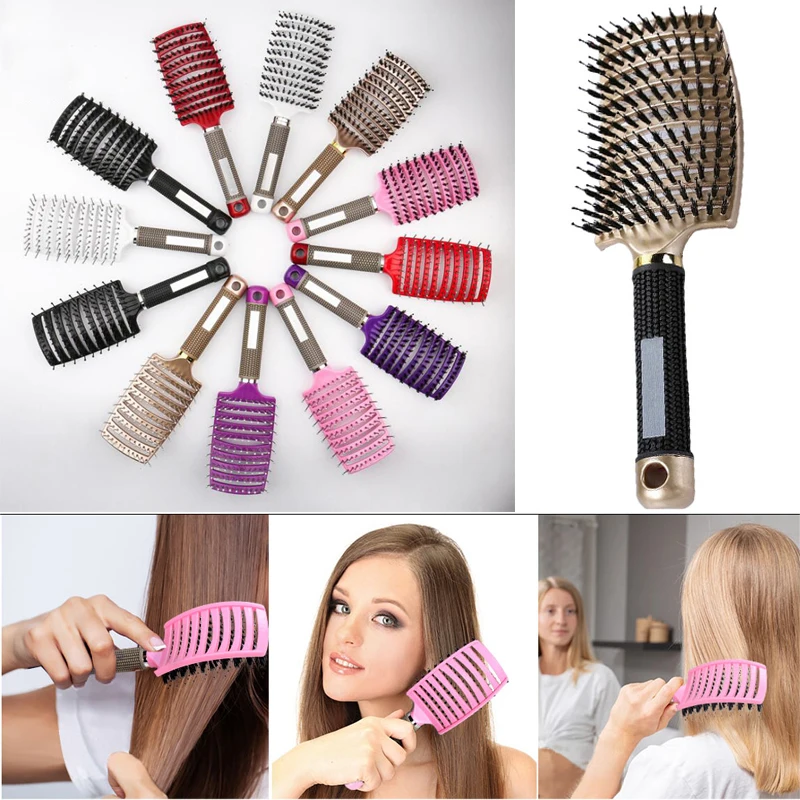 

Щетка для волос, массажная Расческа для кожи головы, нейлоновая расческа для волос, Женская щетка для влажных и вьющихся волос для салона, щетка для волос, инструменты для укладки