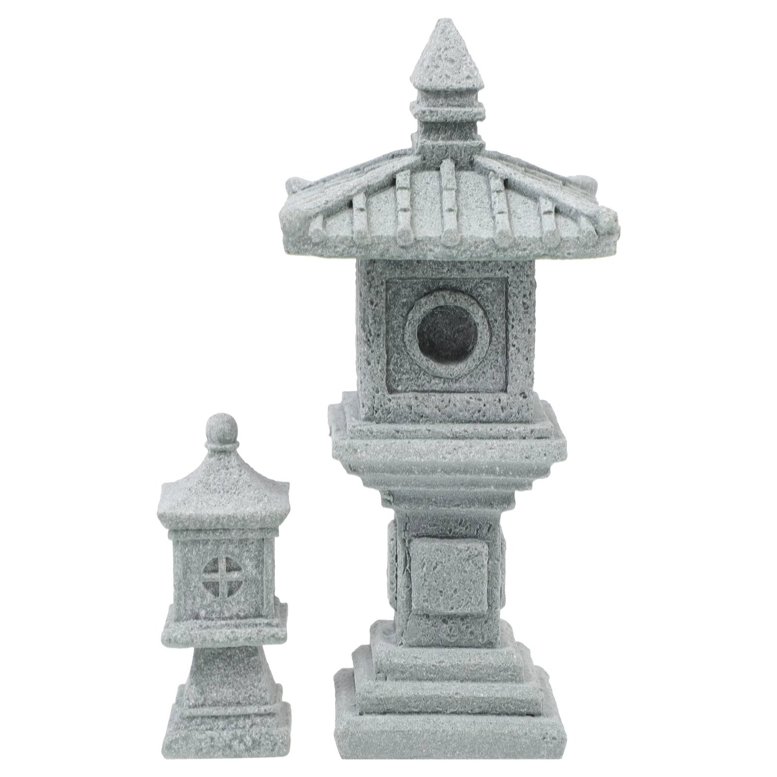 

2Pcs Decorative Stone Pavilions Prop Small Landscape Ornament Desktop Crafts