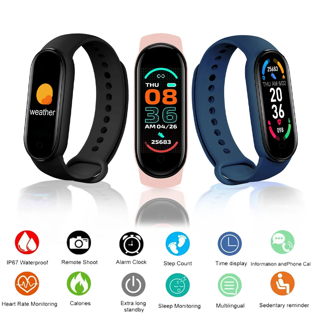 

M6 Smart Watch Men Women Heart Rate Blood Pressure Monitoring Message Reminder Fitness Tracker Sports Bracelet for Android IOS