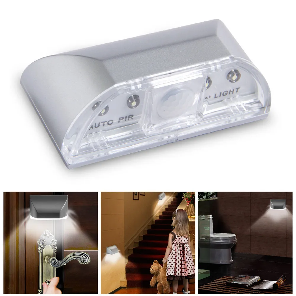 

4 LED PIR Infrared Detection Motion Sensor Home Door Keyhole Light Smart Lamp Beads for Door Stairway Bedroom Hallway