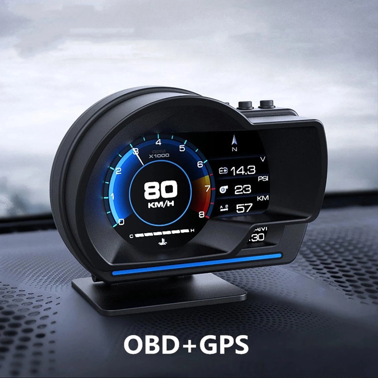 Проекционный дисплей OBD2 + GPS Smart Gauge Автомобильный HUD Спидометр Turbo RPM Сигнализация