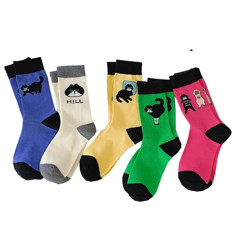 

Cartoon Animal Print Women Socks Kawaii Splicing Cotton Long Socks Fashion Winter Cycling Woman Socks Leg Warmer Medias De Mujer