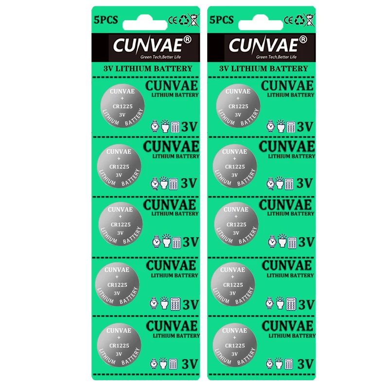 10 шт. CR927 CR1220 CR1225 Кнопочная батарея монетная 3 В литиевая одноразовая для часов 7