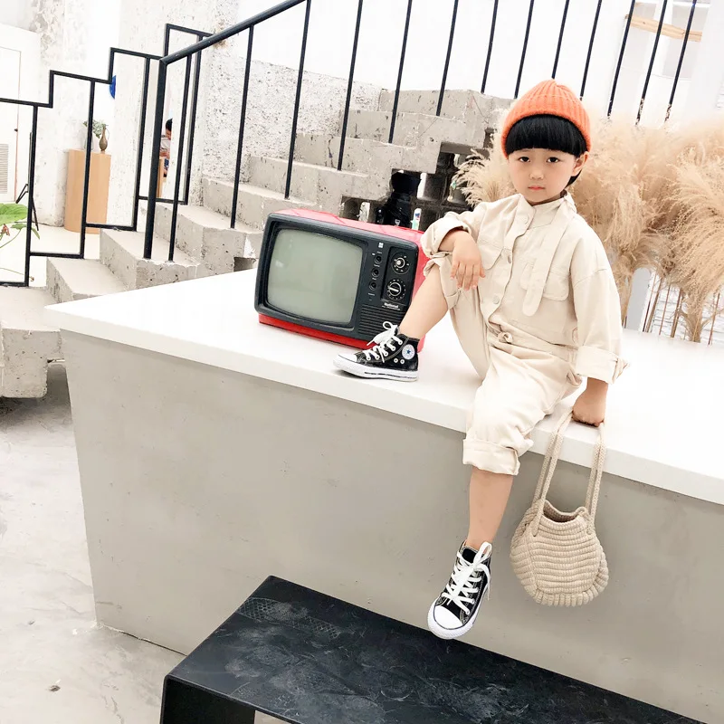 

2022 Spring And Autumn New Korean Children's Work Clothes Long Sleeved Jumpsuit Boys And Girls' Twill Cotton Jumpsuit Creeper