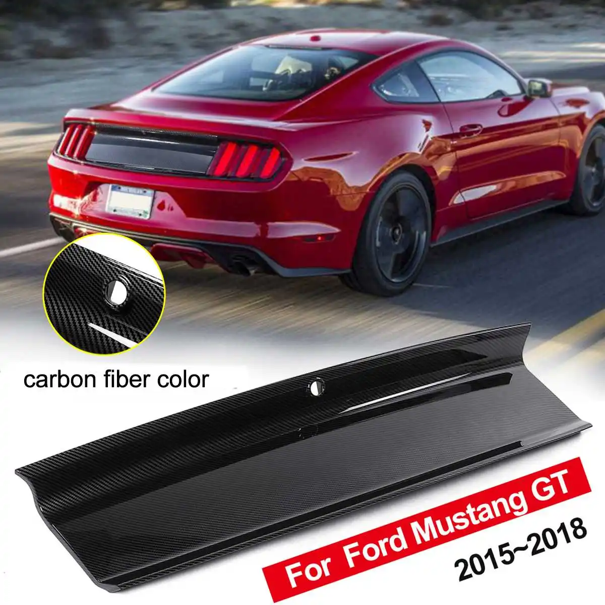 

Carbon Fiber / Gloss Black ABS Rear Lid Trunk Decklid Panel Cover Kit For Ford For Mustang 2015-2019 Trunk Boot Lid Panel