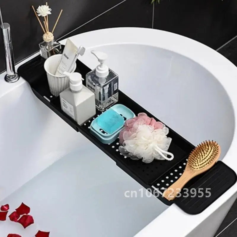 Bathtub Shelf Extendable Bathroom Tray Shower Caddy Bamboo Bath Tub Rack Towel Book Holder Storage Organizer Accessories