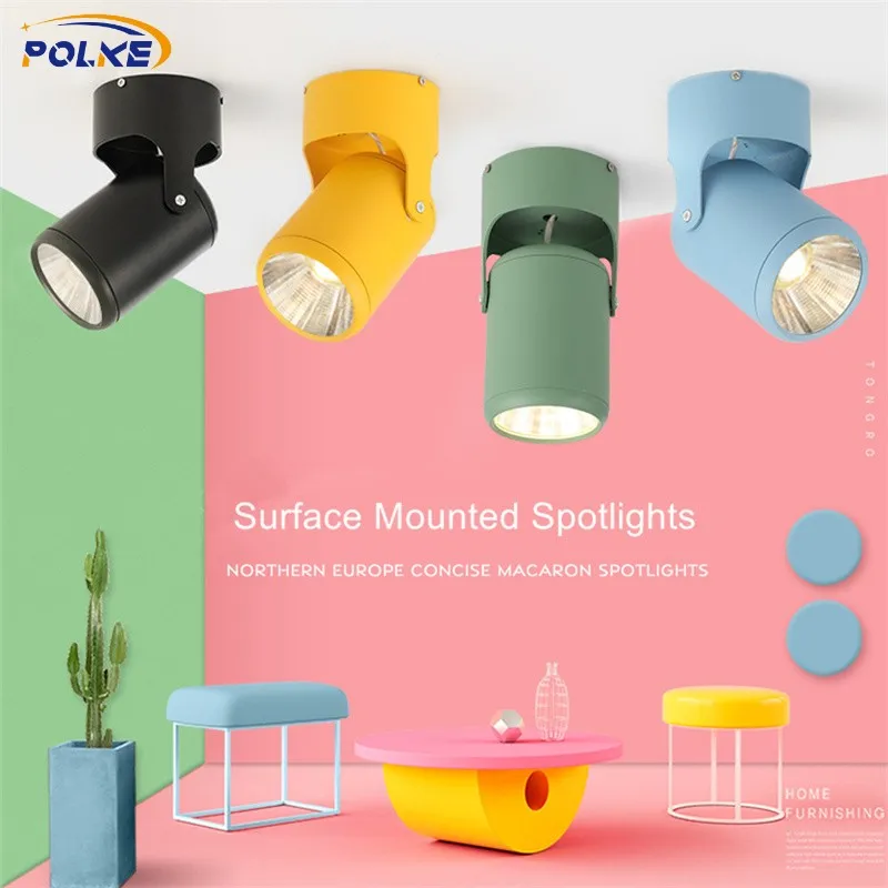 

Macaron Track Ceiling lamp 5W 7W 9W 10W 15W Angle Adjustable Nordic Spotlight AC220V Modern Ultra-thin Downlight Indoor Lighting
