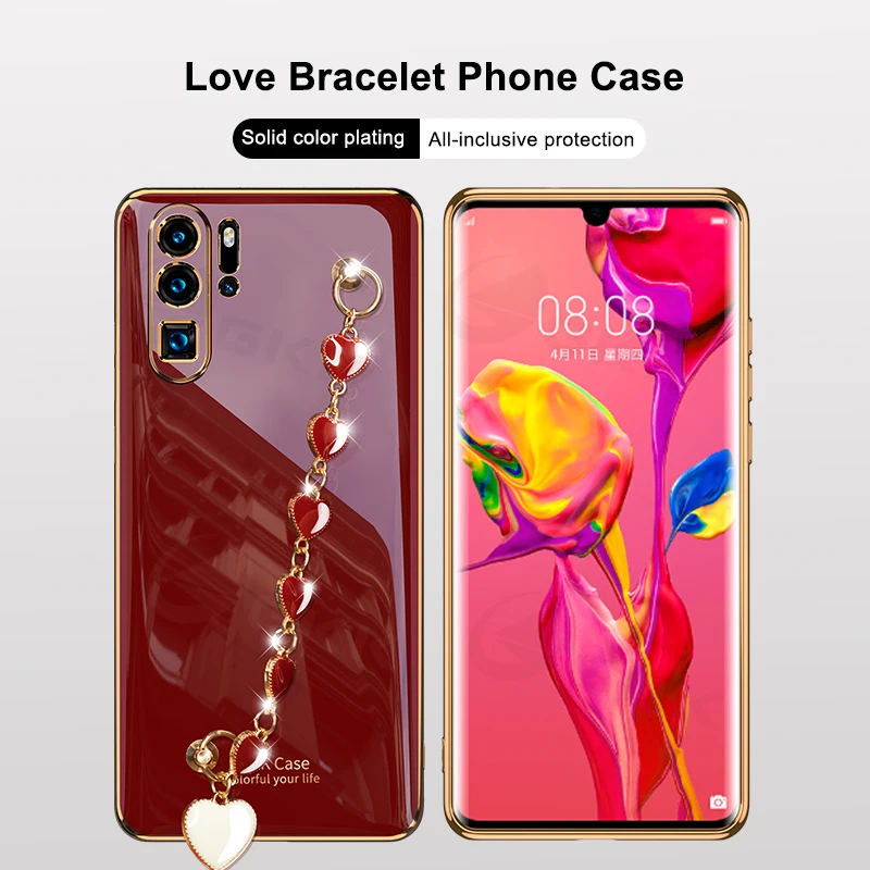 

GKK Wrist Strap Plating Case For Huawei Honor 9X Y9S P Smart Z Y9 Prime 2019 Anti-knock Soft for Huawei P30 P40 Pro Case Cover