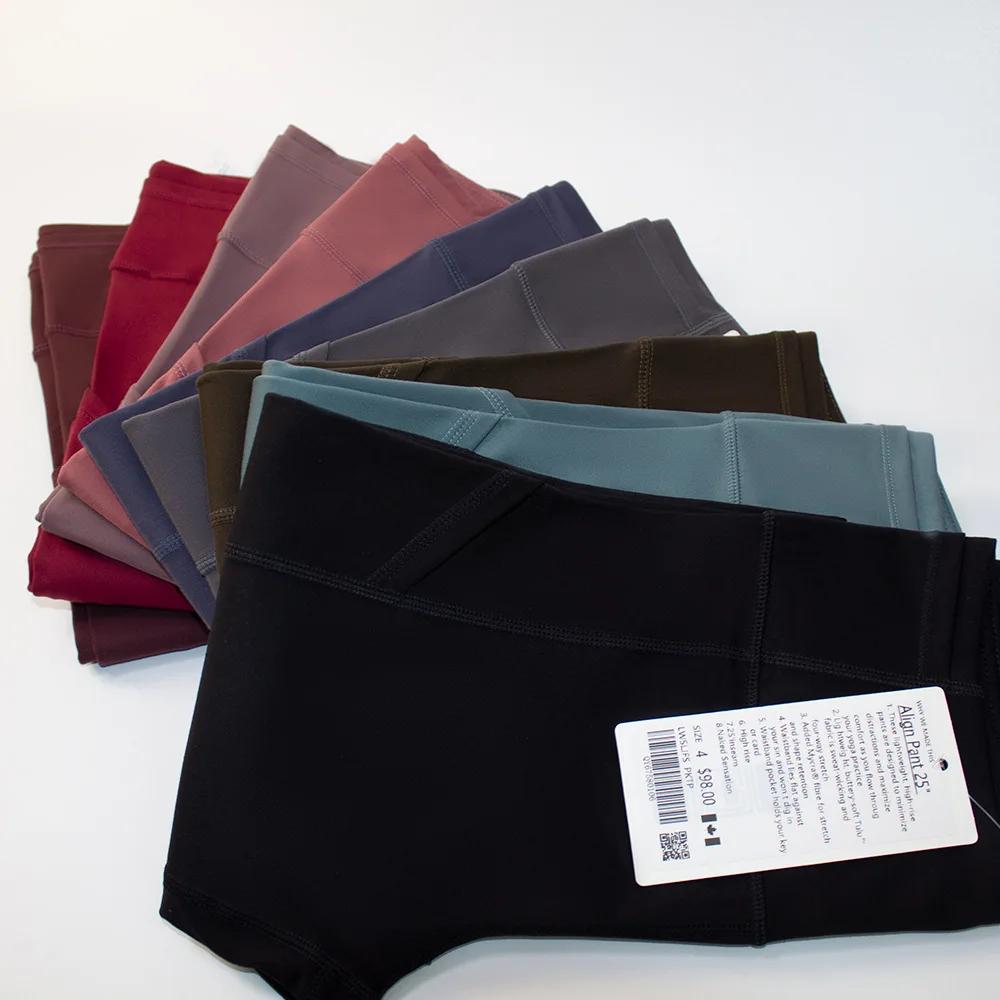 LuLu Women High Waist Pockets Fitness Pants Yoga Leggings Sports Elasticity Quick-Dry Pants Running Ankle Banded Length Trousers