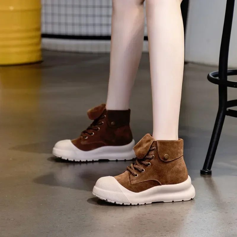 Женские ботильоны на платформе из коровьей замши толщиной 4 5 см повседневные