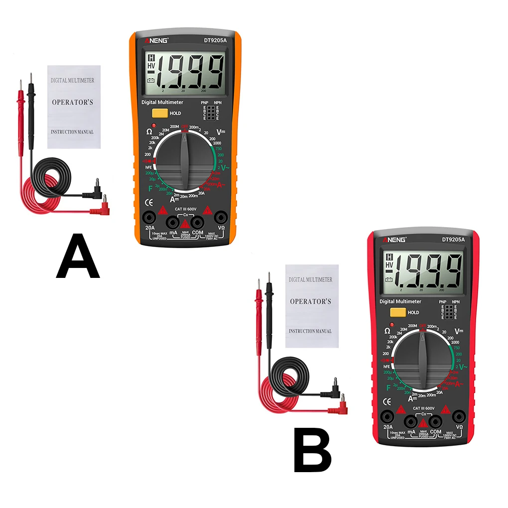 

Multimeter Digital Display Voltmeter Portable Electrical Repair Diode Tester Gauge Orange