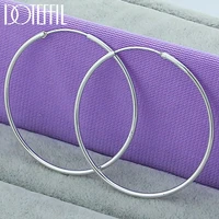 doteffil 925 sterling silver smooth 50mm big circle hoop earrings for women wedding engagement party jewelry