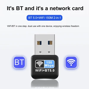 150Mbps Wireless Receiver Free Driver Mini Dongle Network Card Bluetooth-compatibl e  5.0 IEEE 802.11N Plug and Play for Desktops