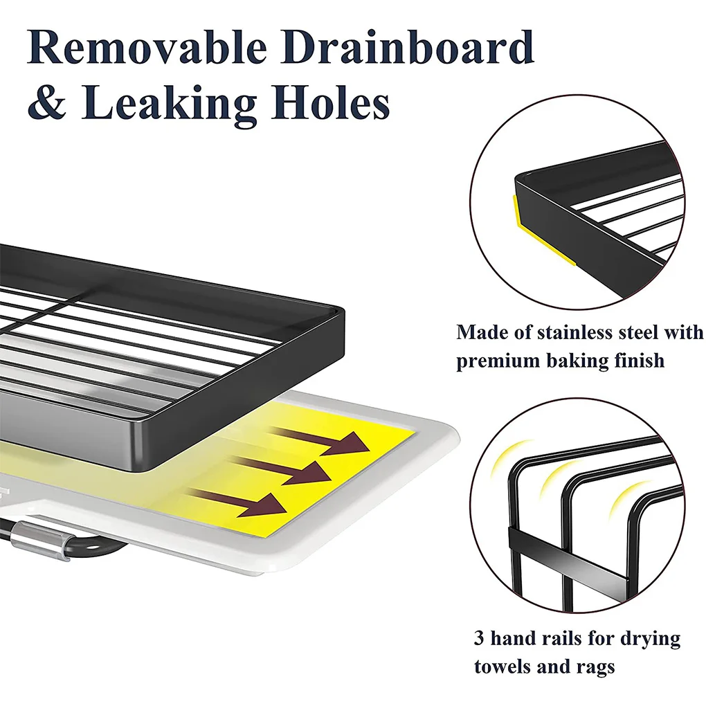 

Кухонная 2-уровневая сушилка из углеродистой стали, столешница, органайзер, настенный подвесной сушильный держатель с емкостью для воды