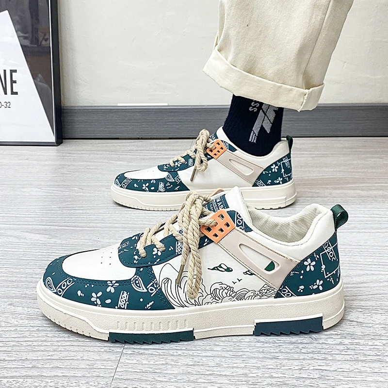 New Fashion Designer Shoes Men Casual Platform Sneakes Lace Up Trainers Student Sneakes Mens Vulcanized Shoes