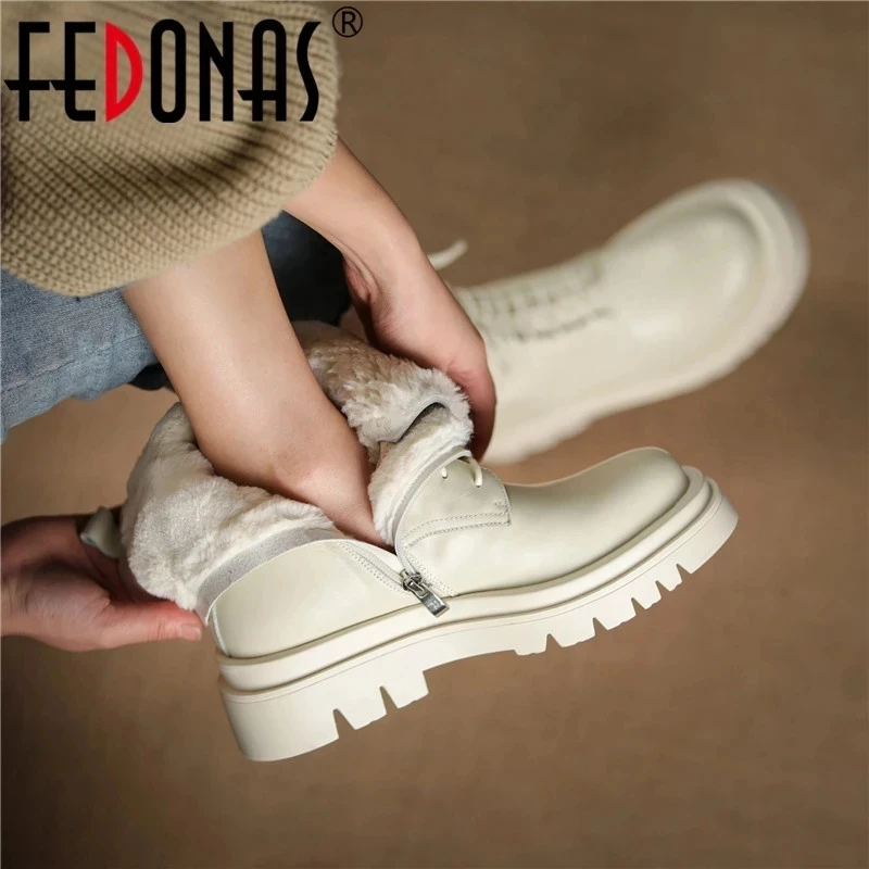 FEDONAS/уличные Теплые повседневные женские ботильоны Сезон осень-зима Модные туфли