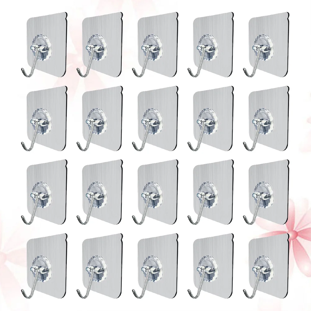 

20pcs Adhesive Hooks Convenient Practical Wall Hooks Key Bag Hook for Home Bathroom