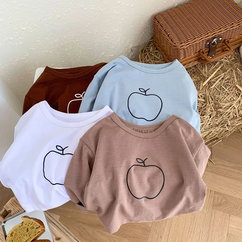 

2023 Spring Toddler Kids T-shirt 0-6Years Children Boy Girl Long Sleeve O-Neck Print Loose Cotton Tee Tops Outfits Korea Clothes