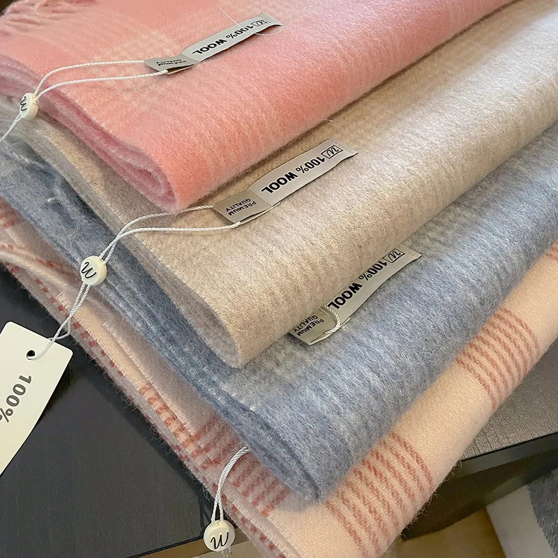 Роскошный зимний толстый теплый клетчатый шарф из 100% шерсти для женщин модная