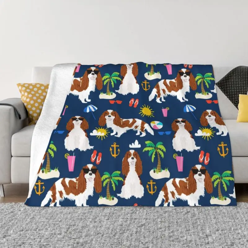

Charles Spaniel Blanket Fluffy Soft Cute Dog Print Flannel Winter Warm Throw Blanket Cartoon Animal Blankets for Sofa Bedspread