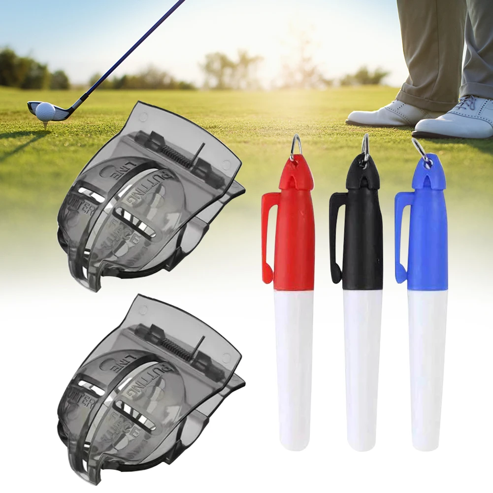

1set Training Putting Tools With 3 Pens Alignment Plastic Line Drawing Golf Ball Marker Sports Outdoor Accessories Mini Portable