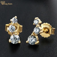 wong rain romantic 925 sterling silver vvs1 d color real moissanite diamonds ear studs earrings fine jewelry with gra wholesale