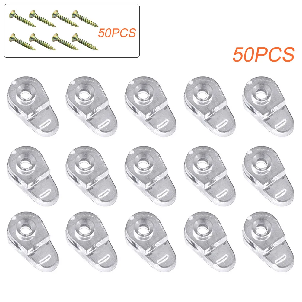 

50pcs Mirrors Clear Fixed Windows With Screws Hardware Accessories Cabinet Door Plastic Easy Install Glass Retainer Clips Kit