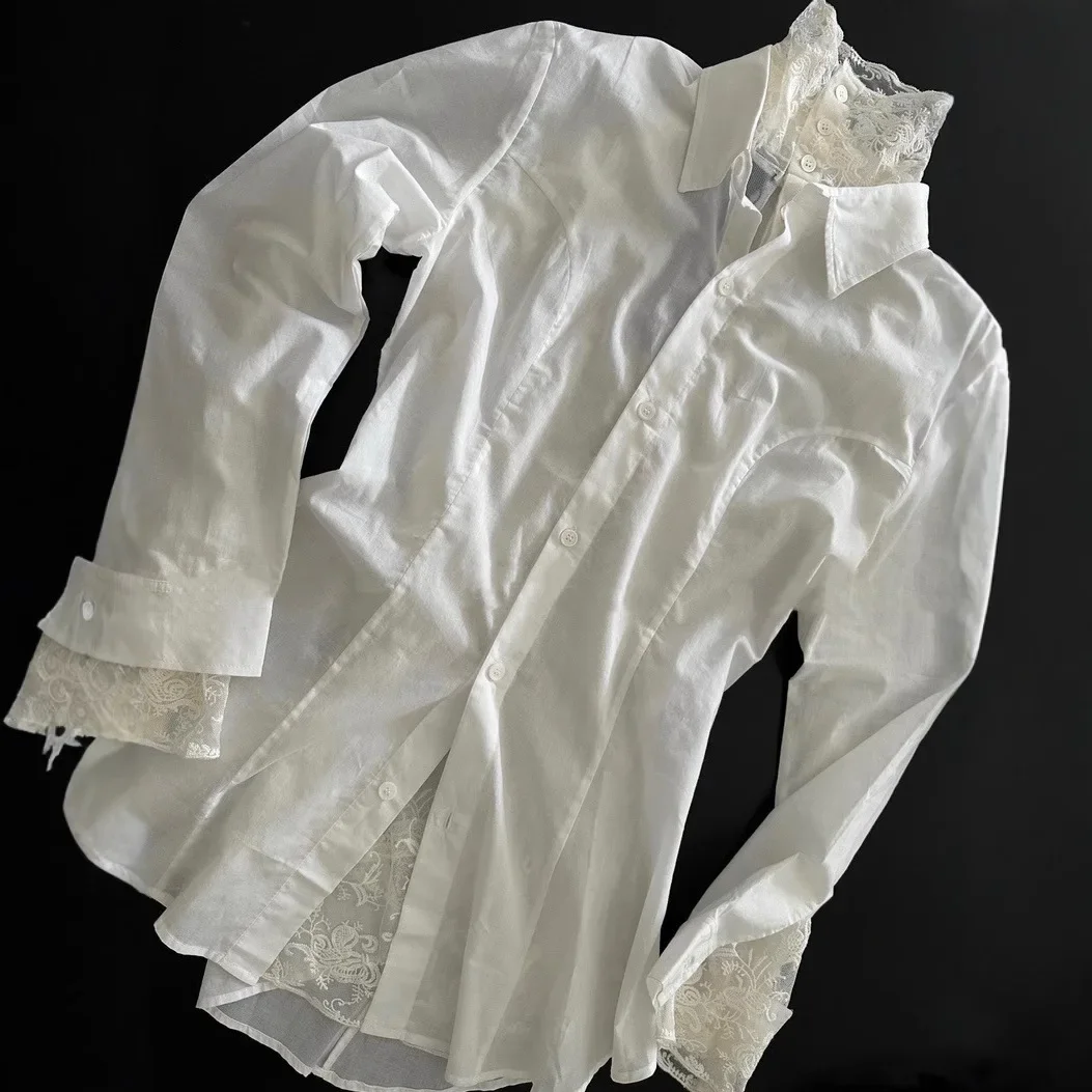 Элегантная белая рубашка с приталенной талией топ нишевого дизайна элитная