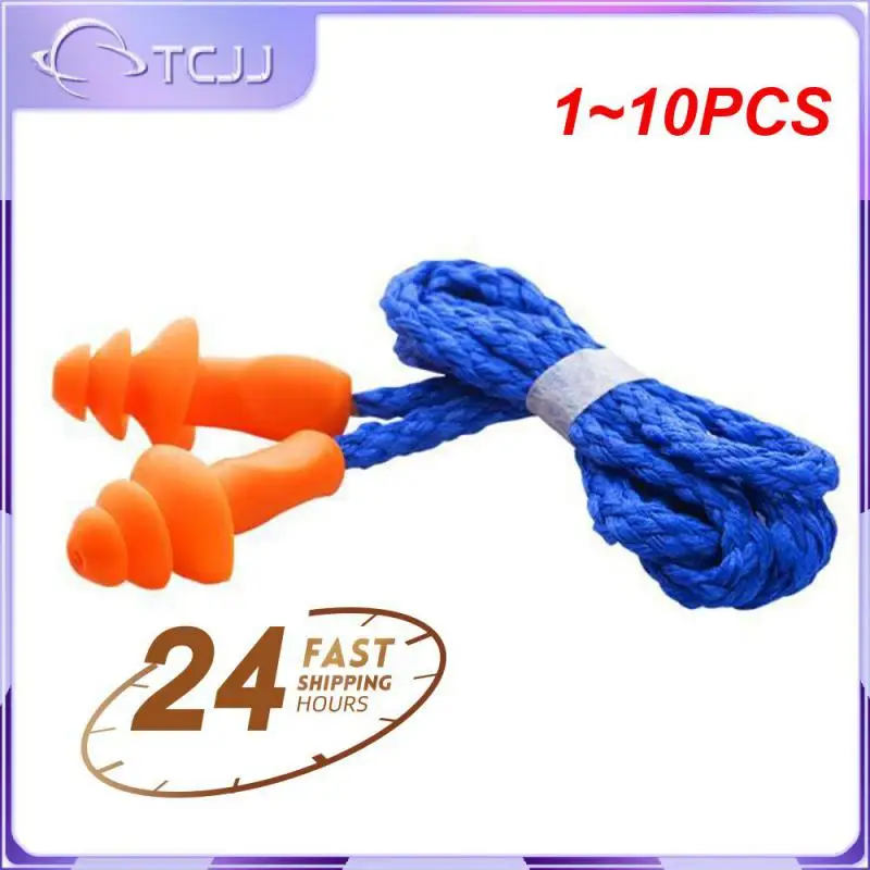 

1~10PCS Soft Silicone Corded Ear Plugs Ears Protector Reusable Hearing Protection Noise Reduction Earplugs Earmuff