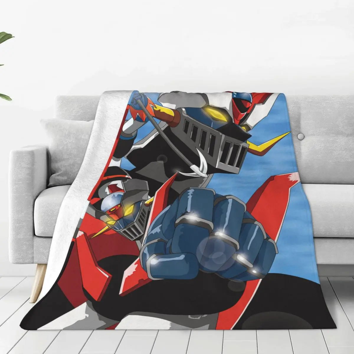 

UFO Robot Grendizer Blanket Flannel Goldorak Actarus Mazinger Super Warm Throw Blanket for Outdoor Travel Bedroom Quilt