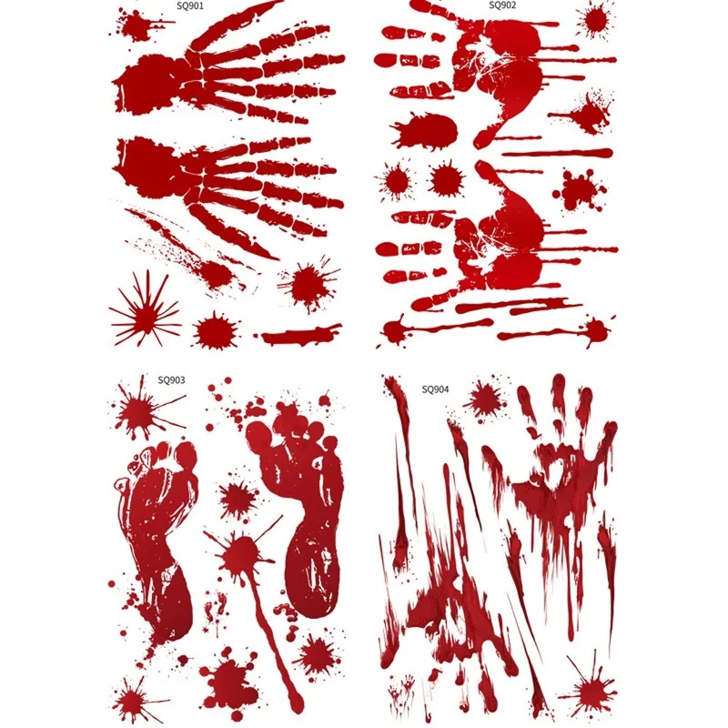 

Halloween Horror Decoration Hand and Footprint PVC Stickers Wall Stickers Restaurant Shopping Mall Window Glass Window Stickers