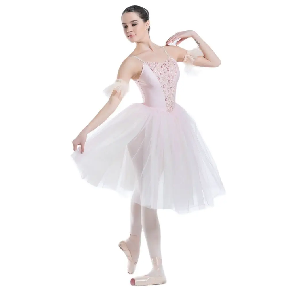

19101 Pale Pink Romantic Length Ballet Dance Tutu Camisole Leotard Dress Adult Girls Ballerina Dance Tutus Performance Costumes