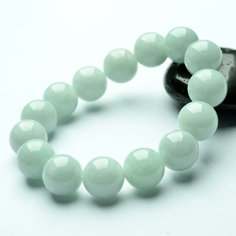 

Natural Jadeite 13mm Beads Elastic Bracelet Jade Round Necklace Jewellery Accessories Handmade Diy Man Woman Luck Amulet Gifts