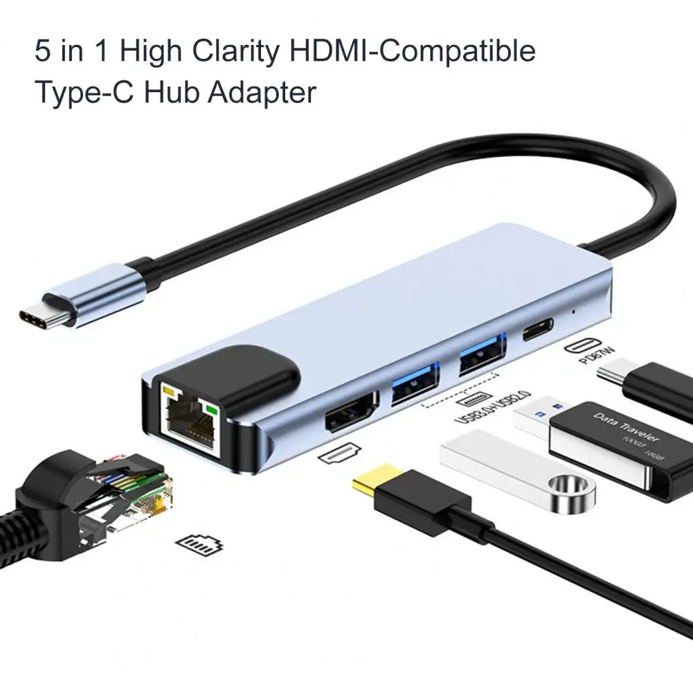 

Док-станция для ноутбука, 5 в 1, HDMI-совместимая