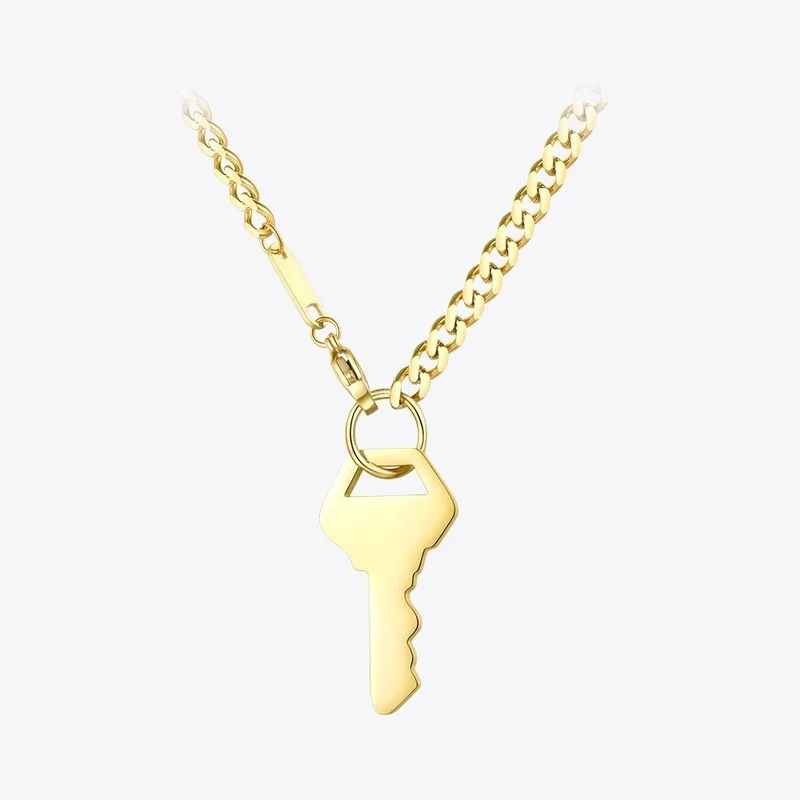 

ENFASHION Key Pendant Neckalce For Women Gold Color Stainless Steel Cute Choker Necklace Fashion Jewelry 2022 Collier P203082