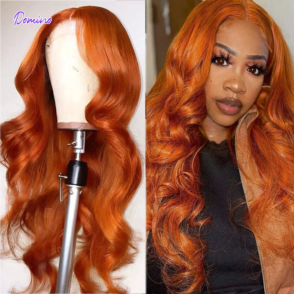 Domino 30Inch Cosplay Lace Front Wig Orange Colored Human Hair Wigs HD Body Wave Lace Front Wig Brazilian Hair Wigs