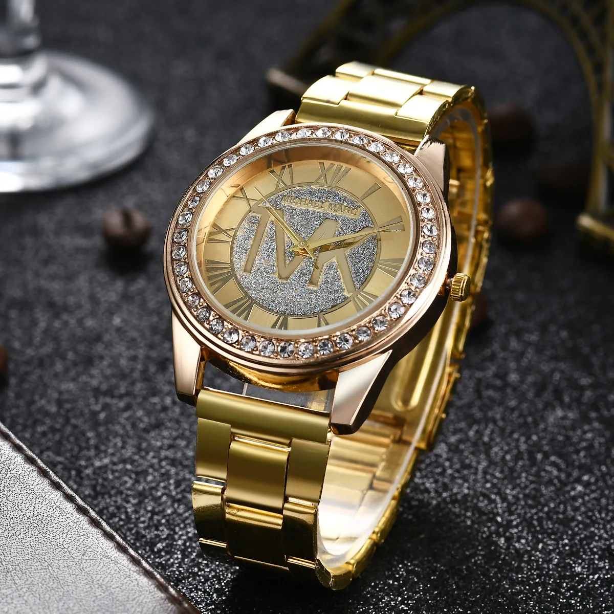 

Fashion TOP Brand TVK Watches For Women Water Resistant Gold Stainless Steel Diamond Roman Digital Quartz Watch Relogio Feminino